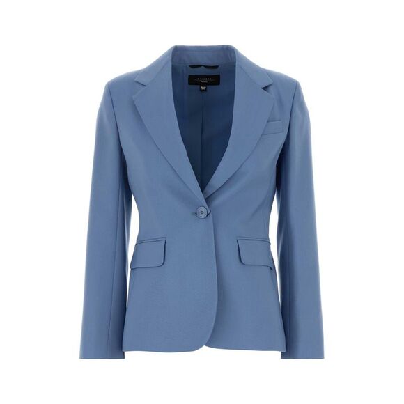 Weekend Max Mara Women Light-Blue Wool Lamine Blazer